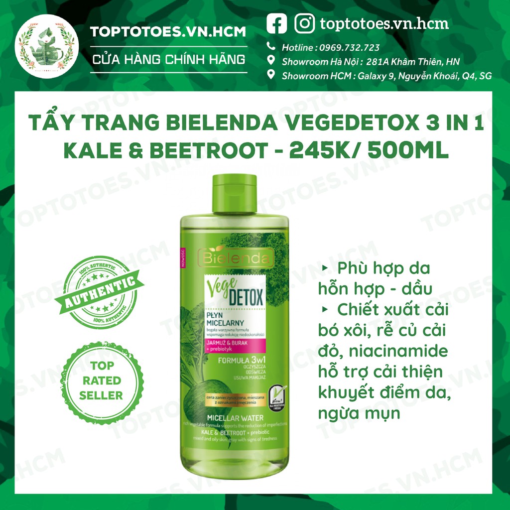 Nước tẩy trang Bielenda Vegedetox 3 in 1 tẩy sạch êm ái, giữ ẩm cho da | BigBuy360 - bigbuy360.vn