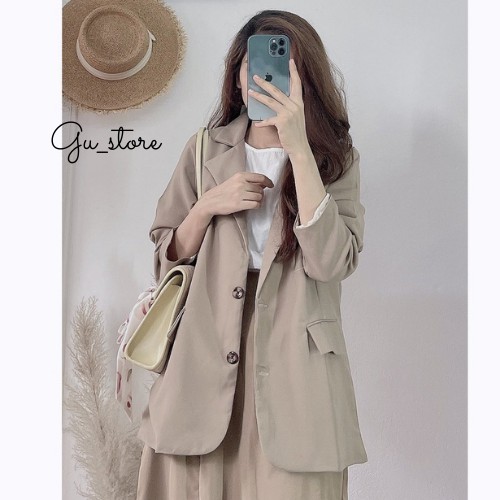 Áo khoác - áo blazer nữ kiểu dài tay màu trơn cho nữ Gu store
