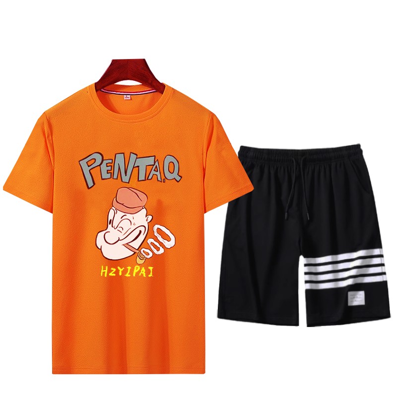 Set Bộ 2 Món Quần Shorts + Áo Thun Nam Chất Vải Thun CB2_MAT172TH_MSH001THDEF6 (Pentaq + 3 Kẻ Ngang)