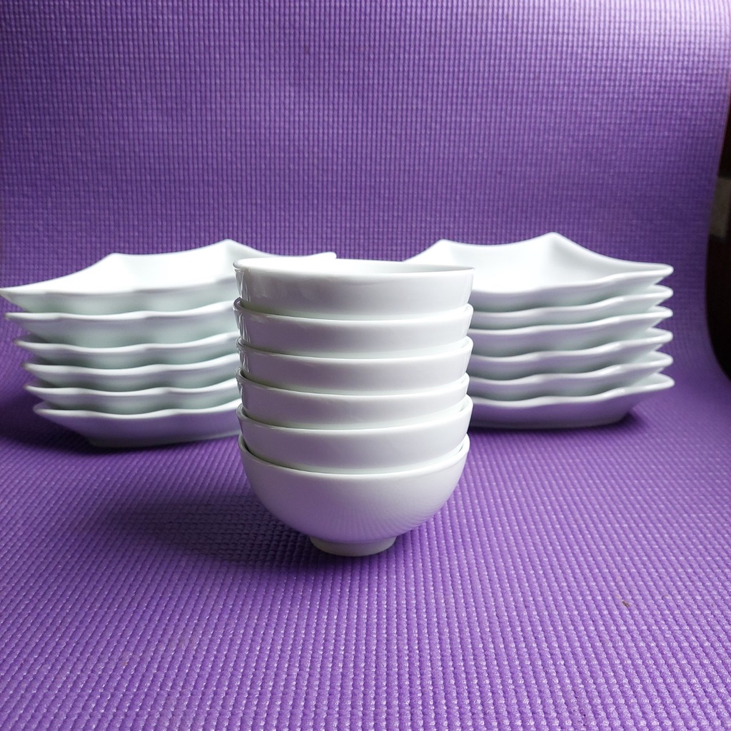 Chi tiết bộ bát đĩa hoa mặt trời, Đầy đủ các món thay thế hàng bị vỡ : đĩa, tô, bát ăn, bát chấm chuẩn size đk 45 -55cm