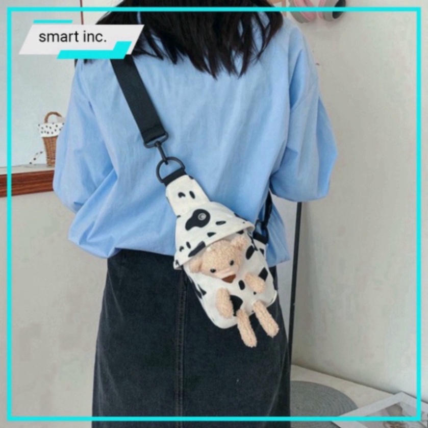 Túi Đeo Chéo Đeo Bụng Hàn Quốc Cho Nam Nữ Vải Canvas Thời Trang