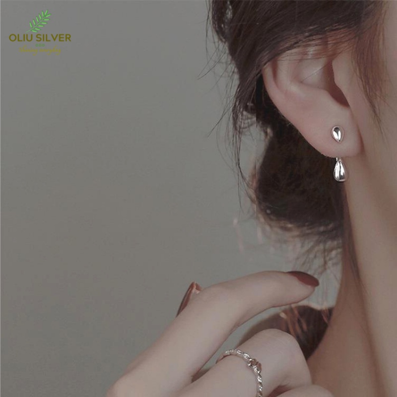 Bông Tai Bạc S925 Giọt Nước Trẻ Trung Cá Tính | Khuyên Tai Nữ Trang Sức Bạc Thời Trang