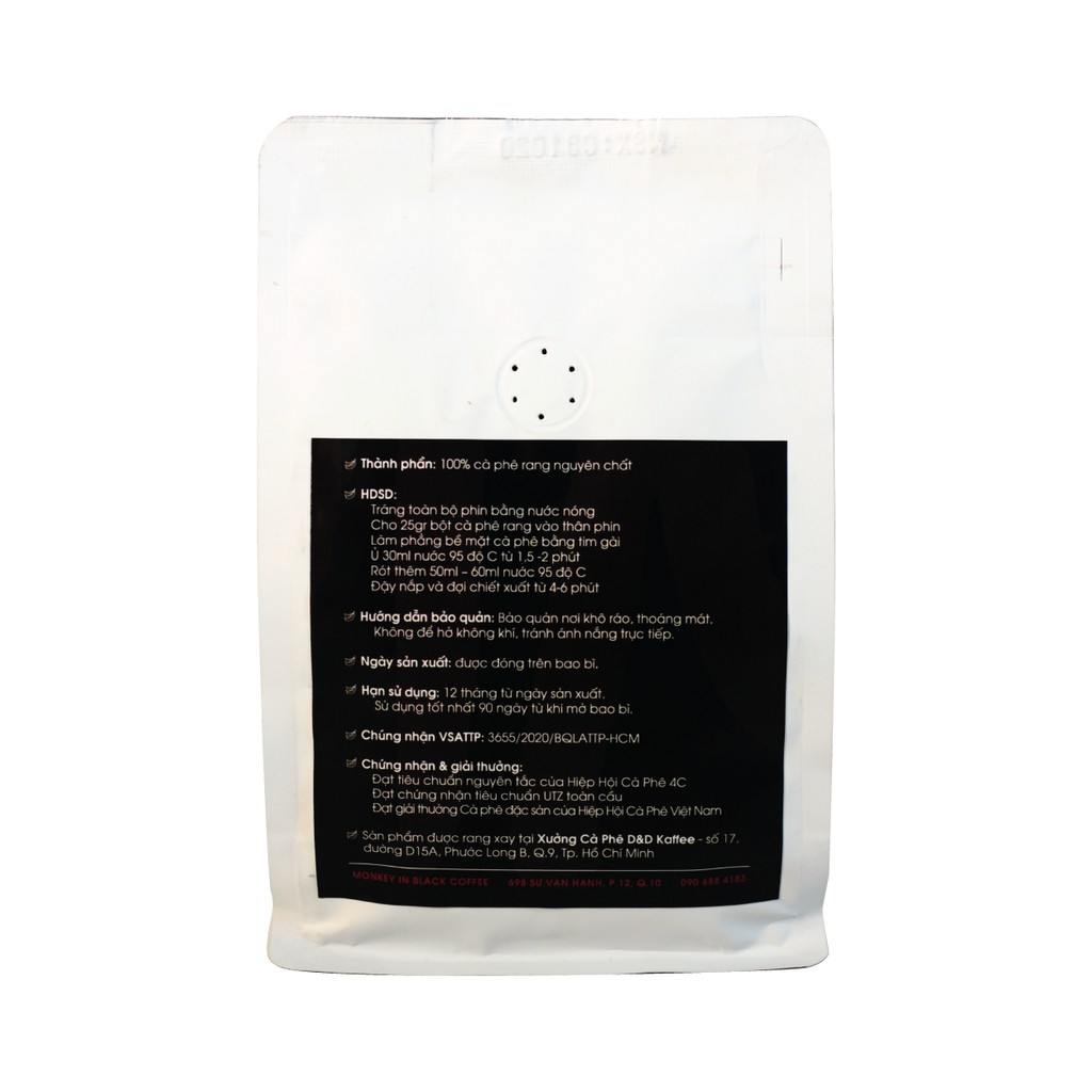 Cà Phê Rang Xay gói Phin Blend 250gr - Cafe Arabica Rang Mộc Pha Phin Pha Máy MONKEY IN BLACK | BigBuy360 - bigbuy360.vn