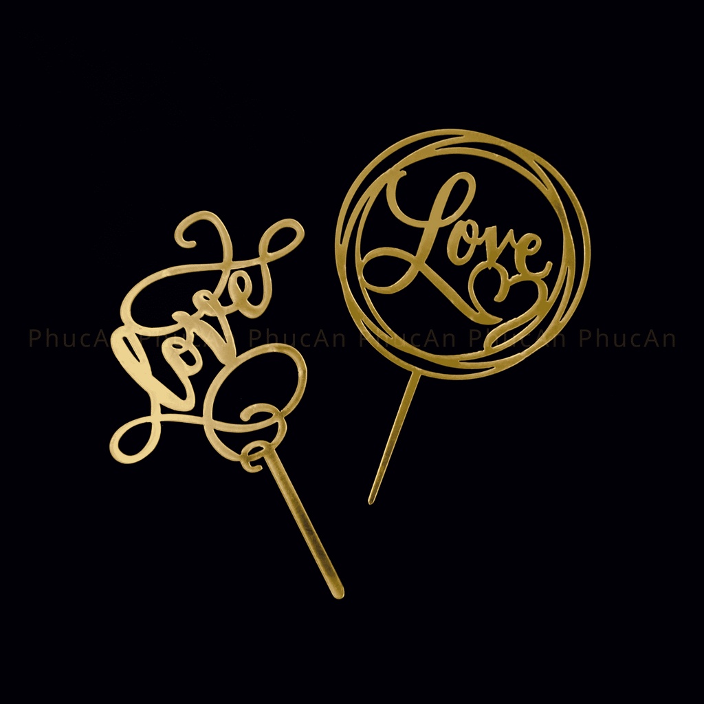 Cây cắm hpbd mica vàng đen cắm bánh sinh nhật ngẫu nhiên