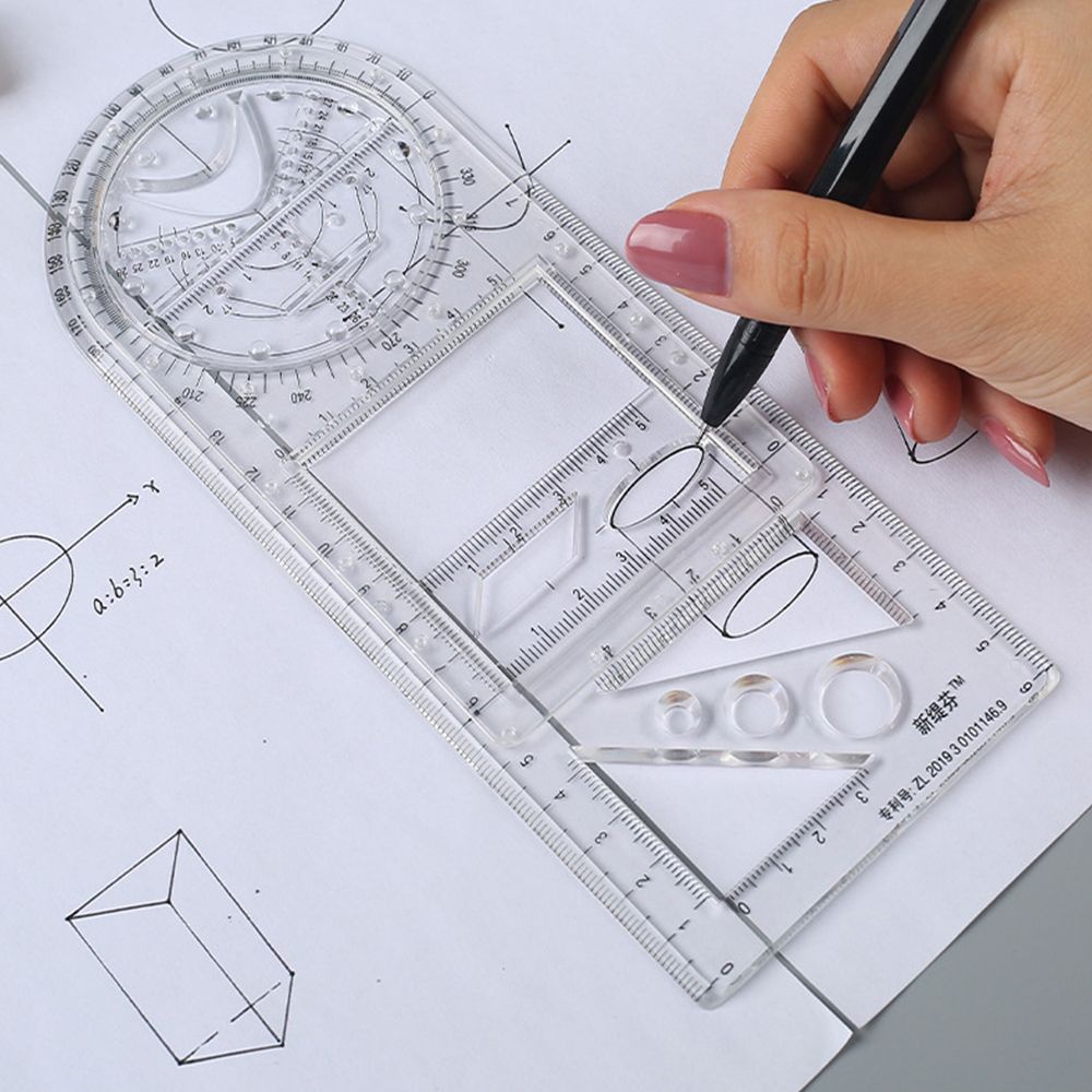 Thước vẽ hình học bền bỉ đa năng có thể xoay được tiện lợi