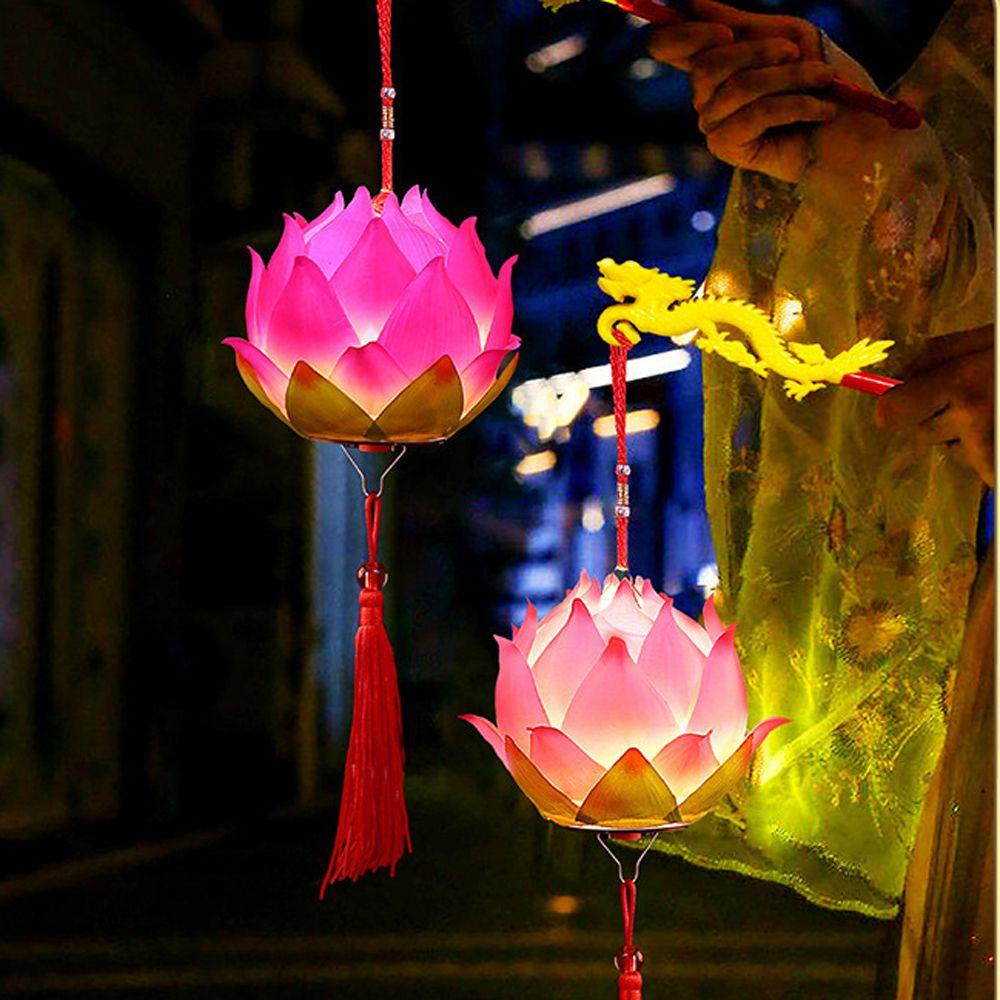 Lồng Đèn LED Hình Hoa Sen Thủ Công Phong Cách Retro