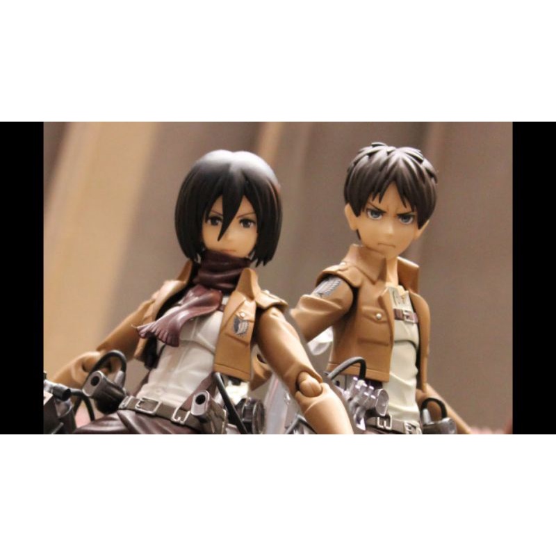Mô hình Figma chính hãng GSC cặp Figma Eren Yeager + Figma Mikasa Ackerman - Attack On Titan