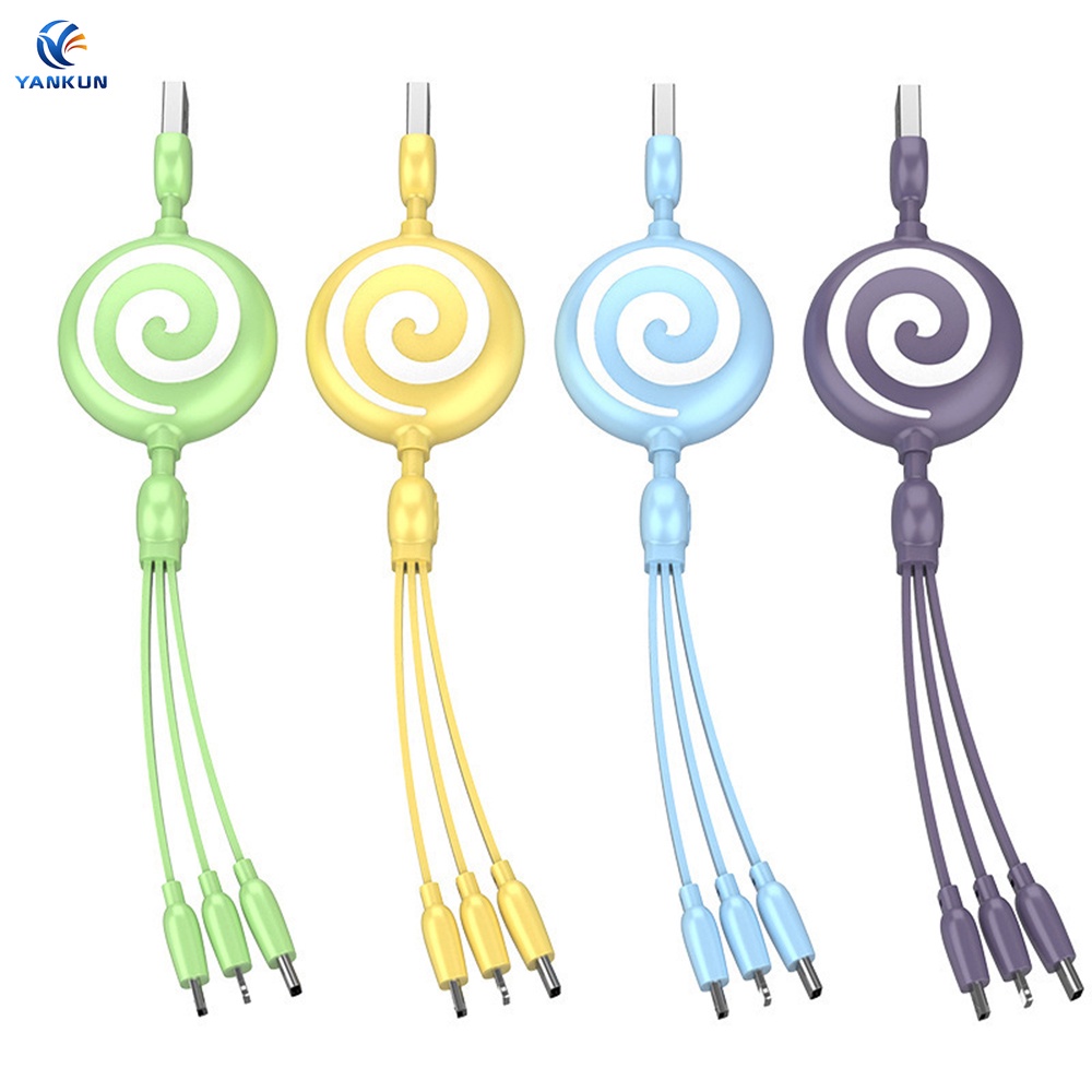 Dây Cáp Sạc Ba Trong Một Hình Kẹo Lollipop Cho Điện Thoại Apple Android