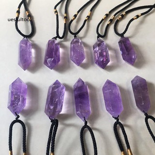 Mặt dây chuyền lục giác đính đá thạch anh tím