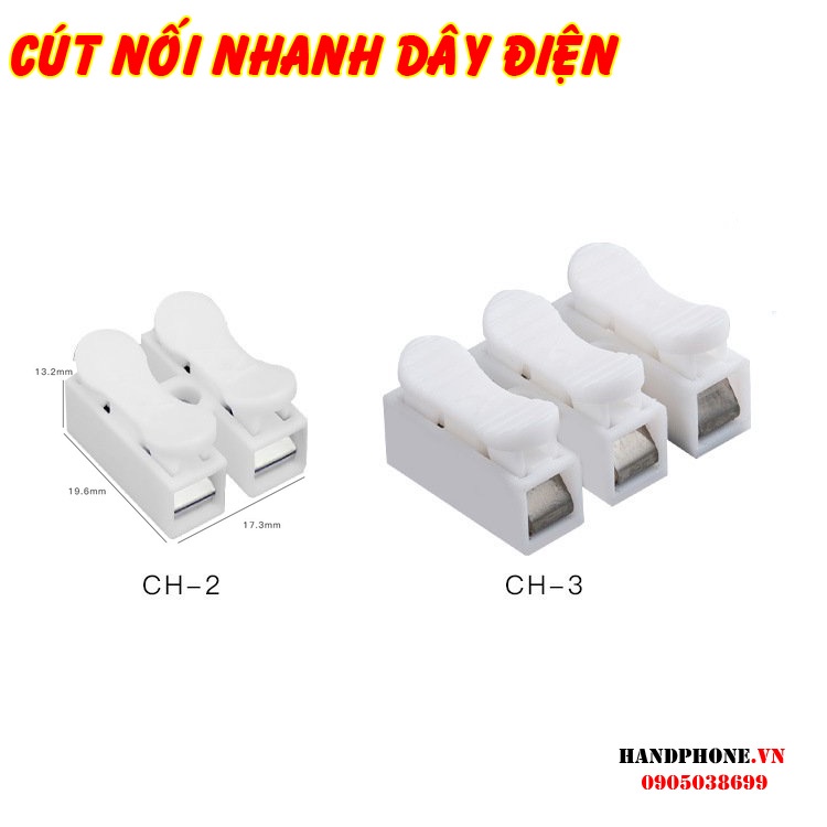 Combo 50 cút nối dây điện, kẹp nối nhanh dây đôi CH-2, 3 dây CH-3