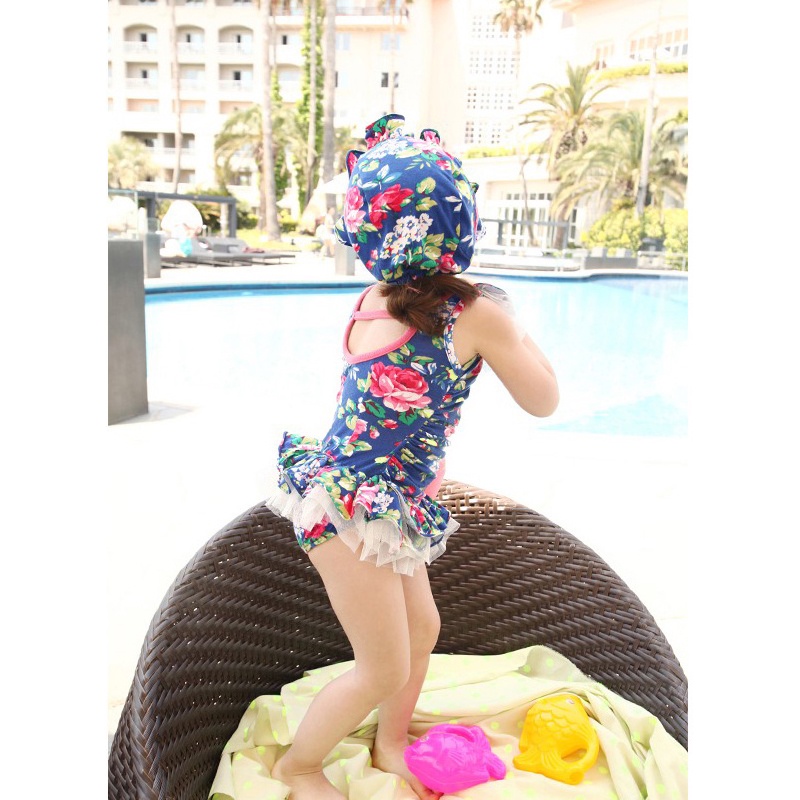 ▩❈┅Hot Áo tắm trẻ em mùa xuân bé gái một mảnh dễ thương kiểu váy Hàn Quốc có mũ