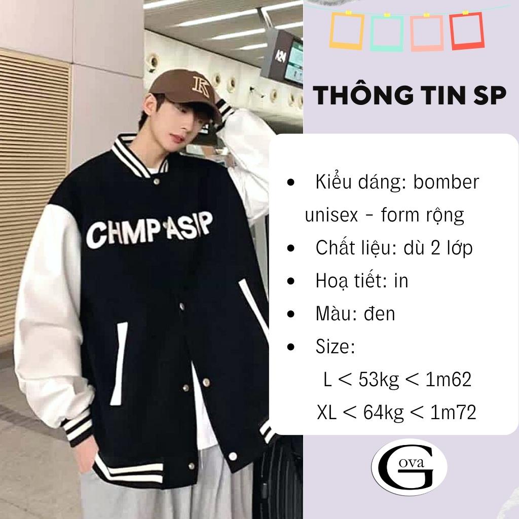 Áo Khoác Dù CHỮ CHMP.ASUP 2 Lớp Form Rộng Nam Nữ Unisex, Áo Gió Bomber Chống Nắng Ulzzang GOVA