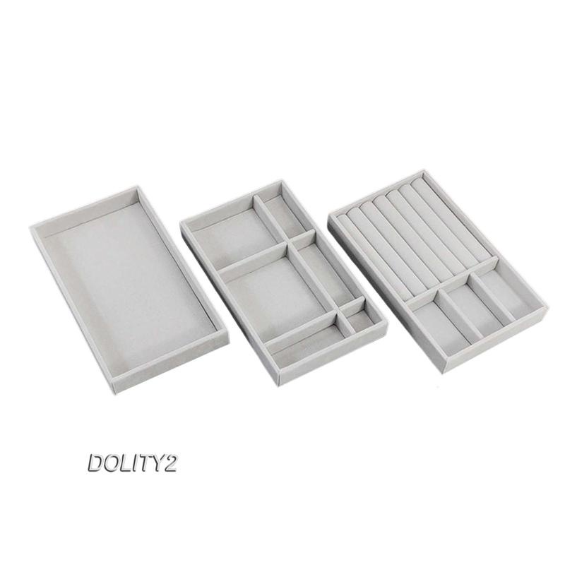 [Dolity2] Set 3 Khay Trưng Bày Trang Sức / Đồng Hồ / Ngăn Kéo Bằng Vải Flannel Cho Nữ