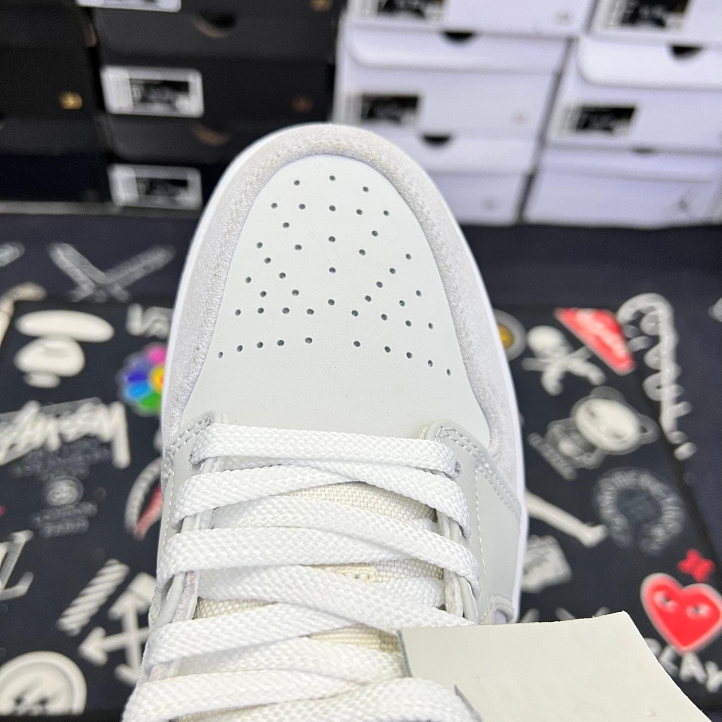 Giày Jordan Cổ Thấp Nam Nữ, Giày Nike_Jordan Paris JD Xám Trắng Hàng Đẹp Full Box