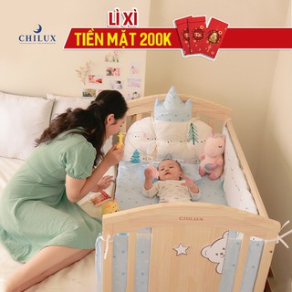 Nôi ghép chung giường với bố mẹ + Bộ quây đệm cotton. Tặng kèm mùng và bàn thay tã, 1 đổi 1 trong vòng 100 ngày