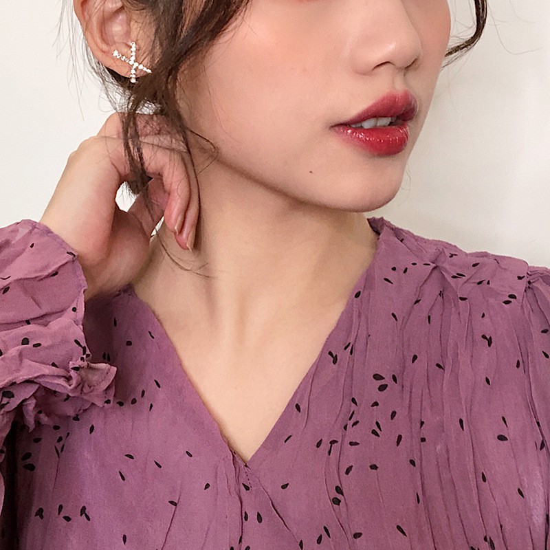 Bông Tai Chữ X Đơn Giản Theo Phong Cách Hàn Quốc A416