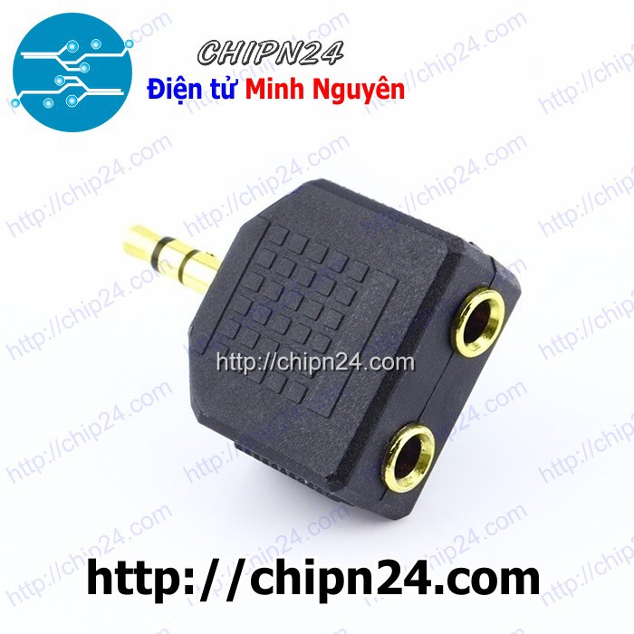 [1 CÁI] Đầu chia Jack Audio 3.5mm VÀNG 1 ngõ ra 2