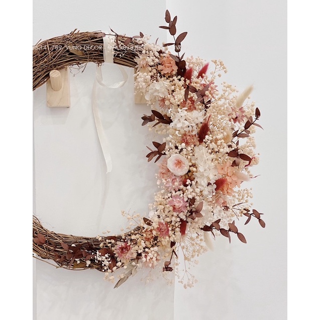 Vòng hoa khô treo cửa siêu đẹp_ decor,trang trí nhà cửa _ làm quà tặng, trang trí sinh nhật, ngày lễ