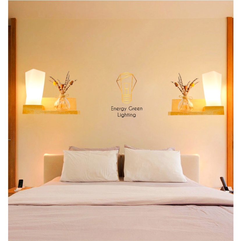 Đèn Tường Energy Green Lighting Kệ Gỗ Chao Thủy Tinh Hiện Đại DT-3024 - Trang Trí Căn Phòng - Đã Bao Gồm Bóng LED