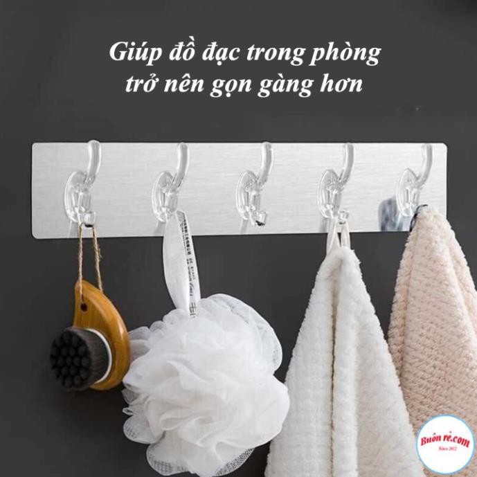 Thanh Treo Đồ Dán Tường 6 Móc Liền Mạch Trong Suốt Họa Tiết Siêu Chắc