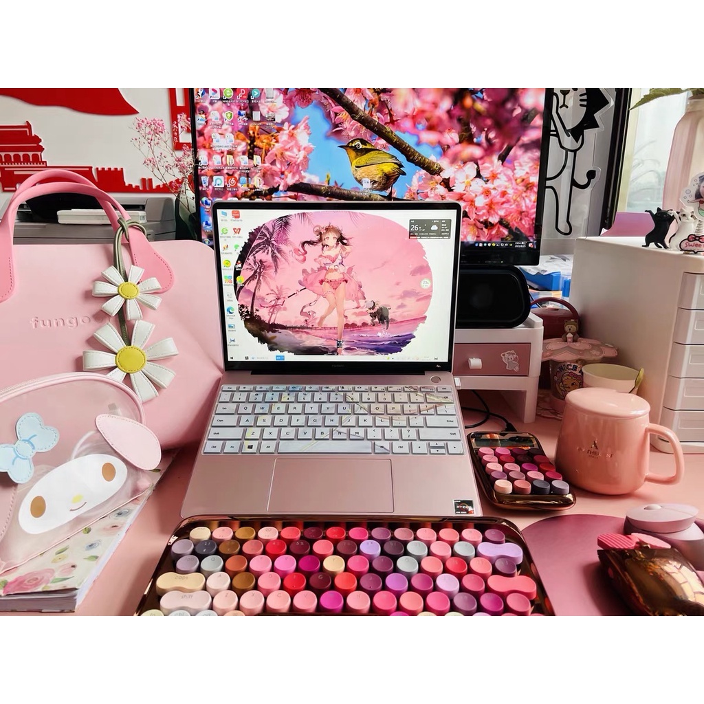 Bàn phím cơ không dây Bluetooth Lofree màu Rose Bloom chính hãng