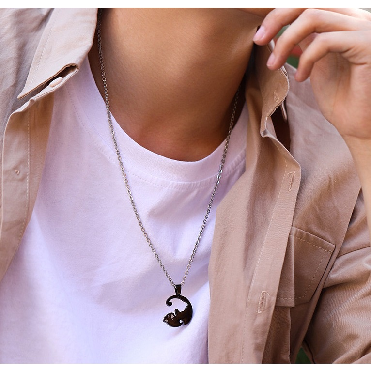 Dây Chuyền Cặp Đôi Mèo Âm Dương Punstore Chất Liệu Thép Titan Không Gỉ - Cặp Đôi Mèo Âm Dương