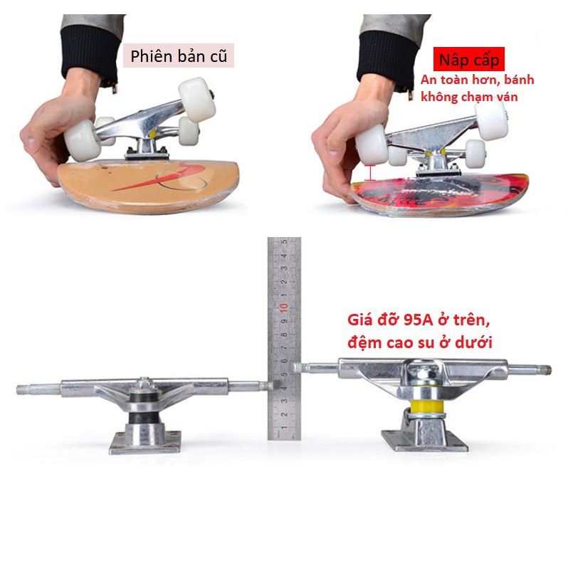 Ván trượt Skateboard gỗ nhám 7 lớp in hình, phát sáng 4 bánh ( Bảo hành 1 đổi 1 trong 7 ngày )