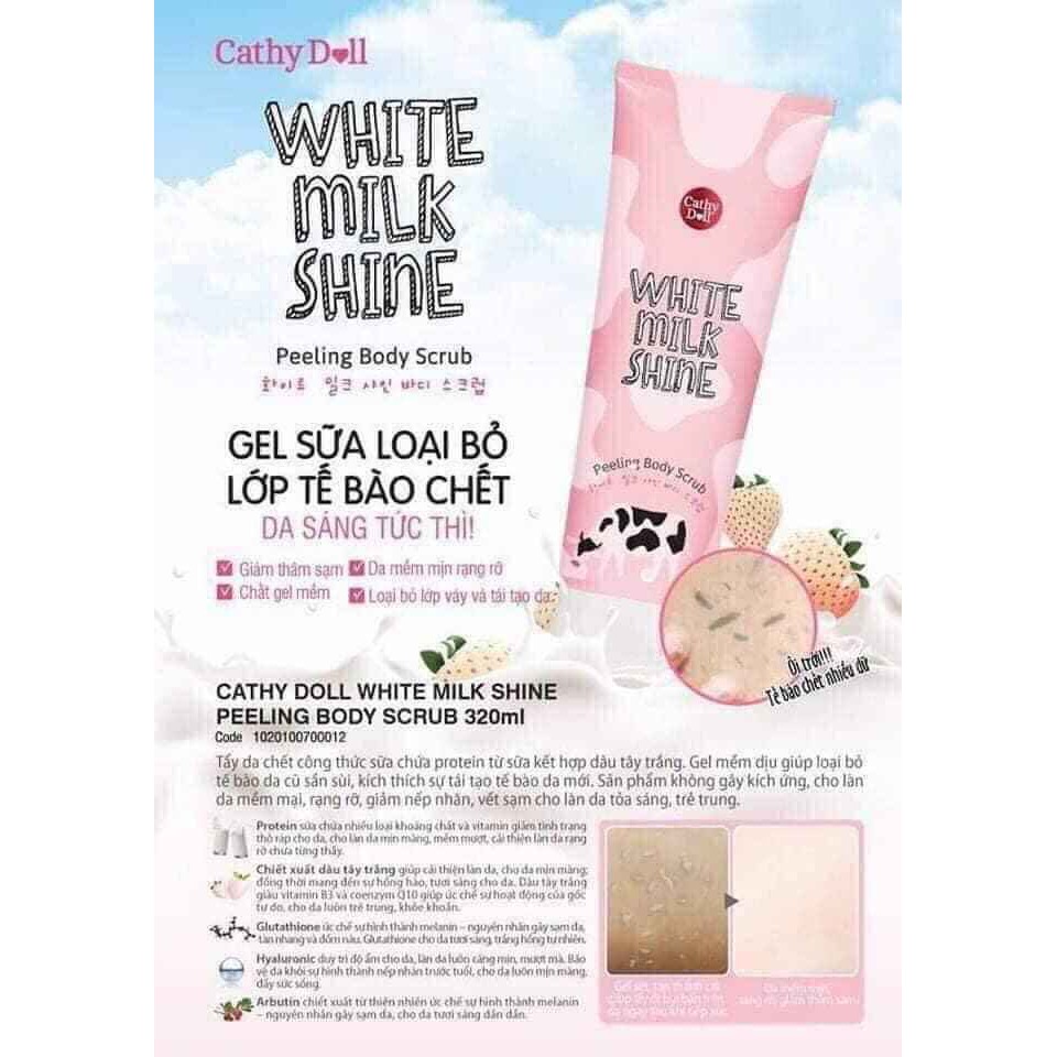 Tẩy da chết CATHY DOLL White Milk Shine 320ml