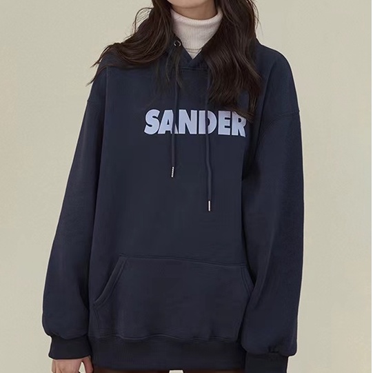 Áo hoodie ZHELIHANGFEI tay dài dáng rộng in họa tiết phong cách đi học