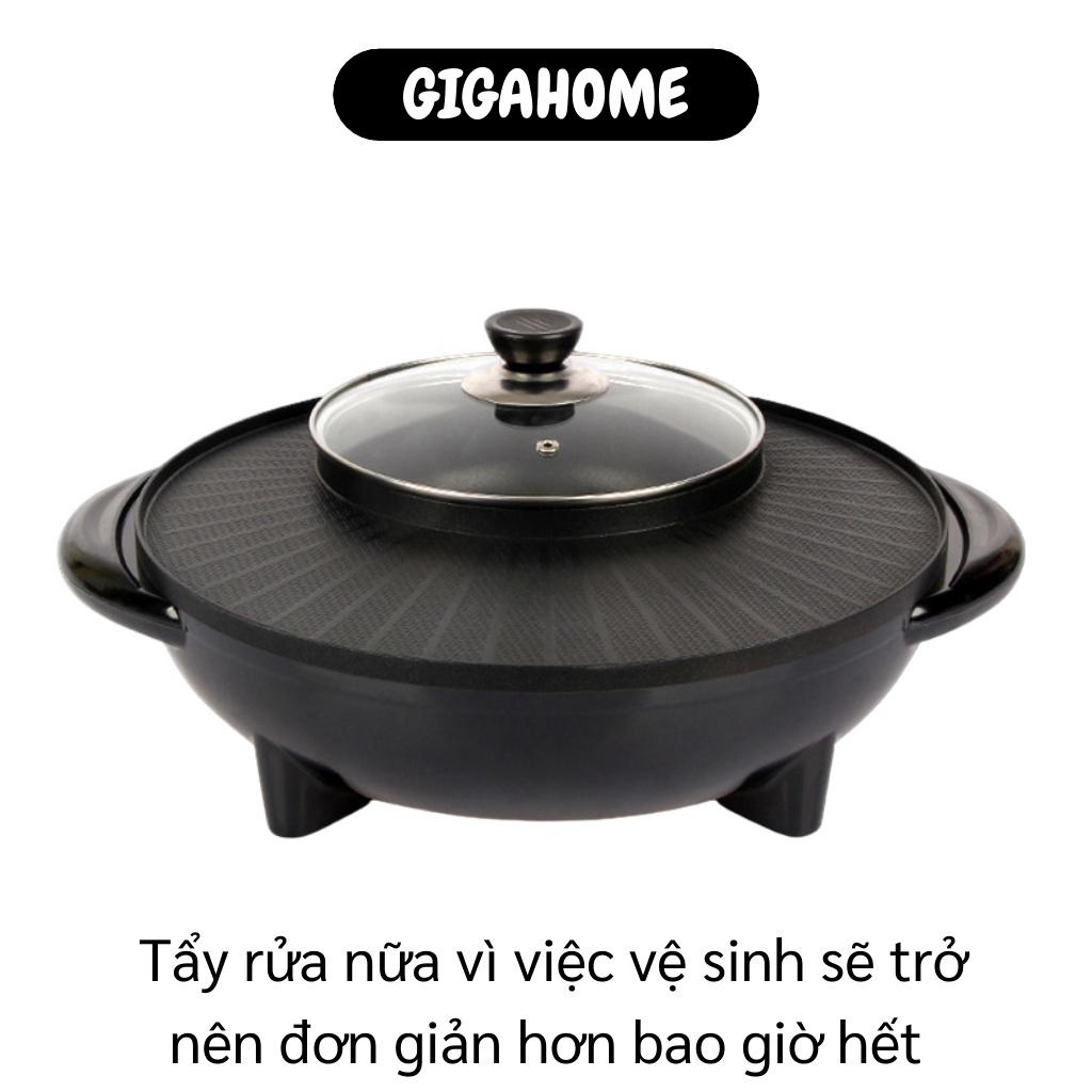 Nồi Lẩu Nướng Điện GIGAHOME Bếp Lẩu Nướng Bàn Tròn Đen Kết Hợp 2in1 36cm OuniKa 9215