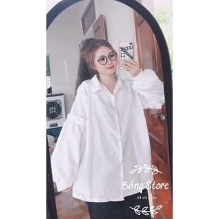 [Rẻ Vô Địch] Áo cotton tay lỡ Unisex mặc đôi ,nhóm , lớp------ Áo sơ mi tay bồng nữ