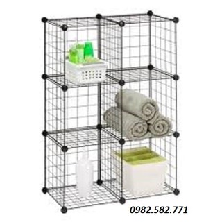 KỆ LƯỚI SẮT 6 Ô- size70 x 35 x 105cm-23 LƯỚI SẮT 35X35cm