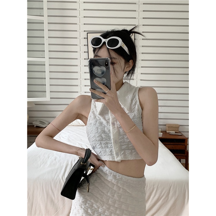 Set Áo Sơ Mi + Chân Váy Màu Trơn Phong Cách Hàn Quốc Thời Trang Dành Cho Nữ