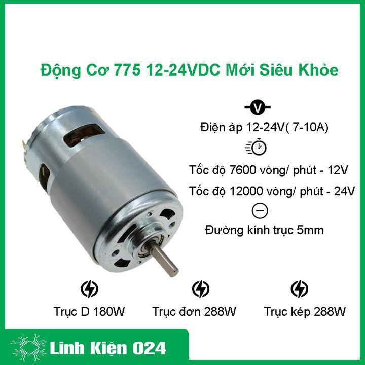 Động Cơ 775 12-24VDC 12000V/P ( Mới 100%- Siêu Khỏe ) không kèm ốc