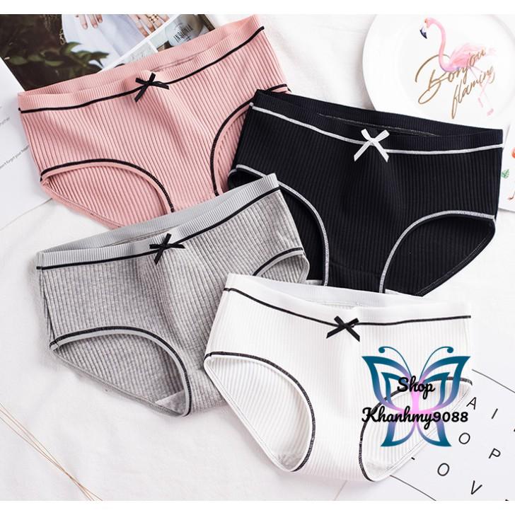 Combo 10 quần lót nữ cotton gân tăm phối nơ siêu xinh màu ngẫu nhiên CBQL03