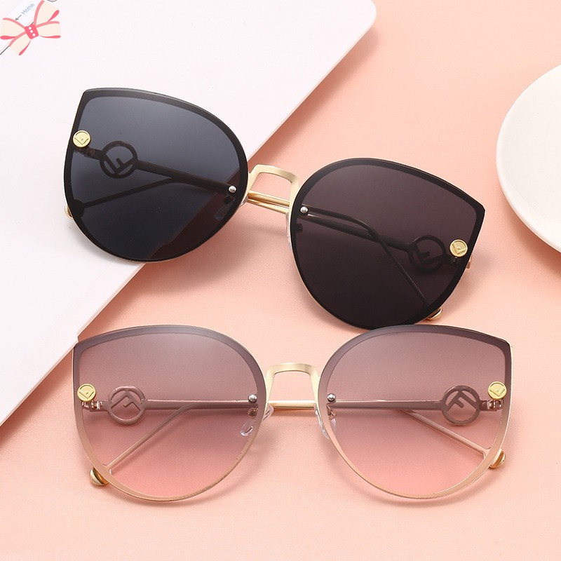 Kính Mát Mắt Mèo Gọng Kim Loại Màu Sắc Gradient Cho Nam/Nữ