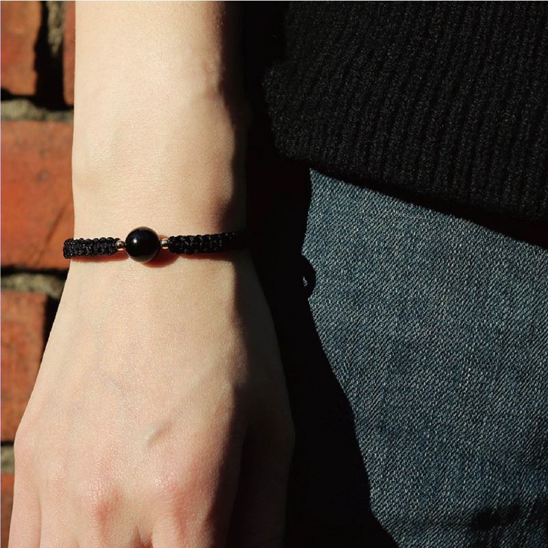 Vòng tay nam nữ đá thach anh đen và đỏ đan dây dù cao cấp có thể điều chỉnh, vòng tay đá thiên nhiên