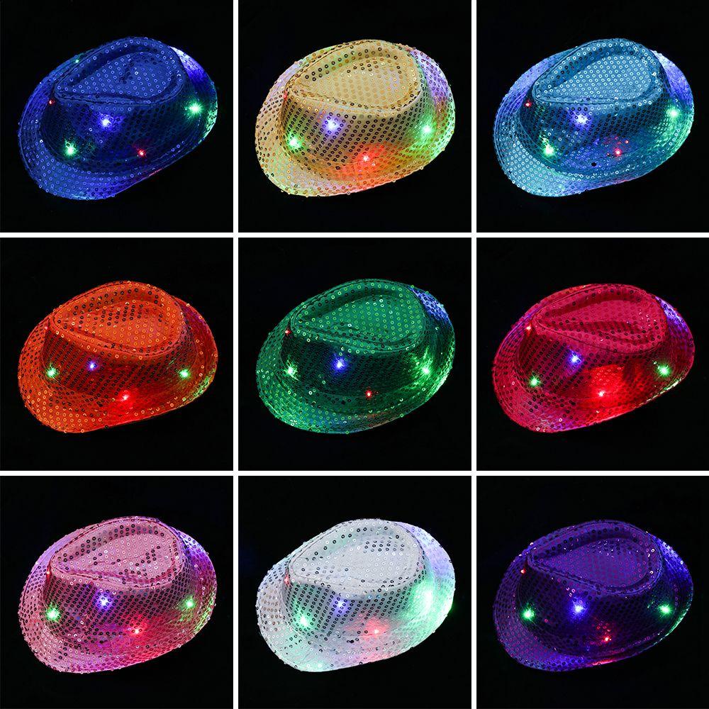 Mũ Fedora Đính Đèn Led Phát Sáng Dành Cho Biểu Diễn Nhảy Nhạc Jazz