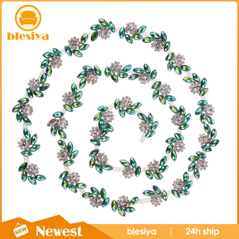 Cuộn Dây Ruy Băng Hạt Pha Lê AB 1 Yard Màu Xanh Lá Dùng Trang Trí