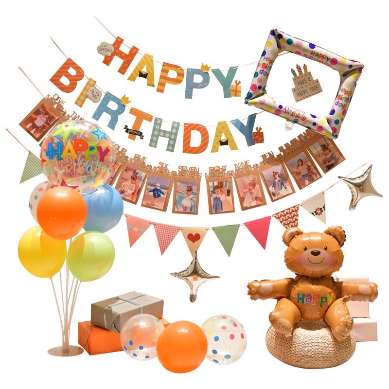 Dây chữ treo happy birthday nhiều màu sắc sinh nhật hàn quốc