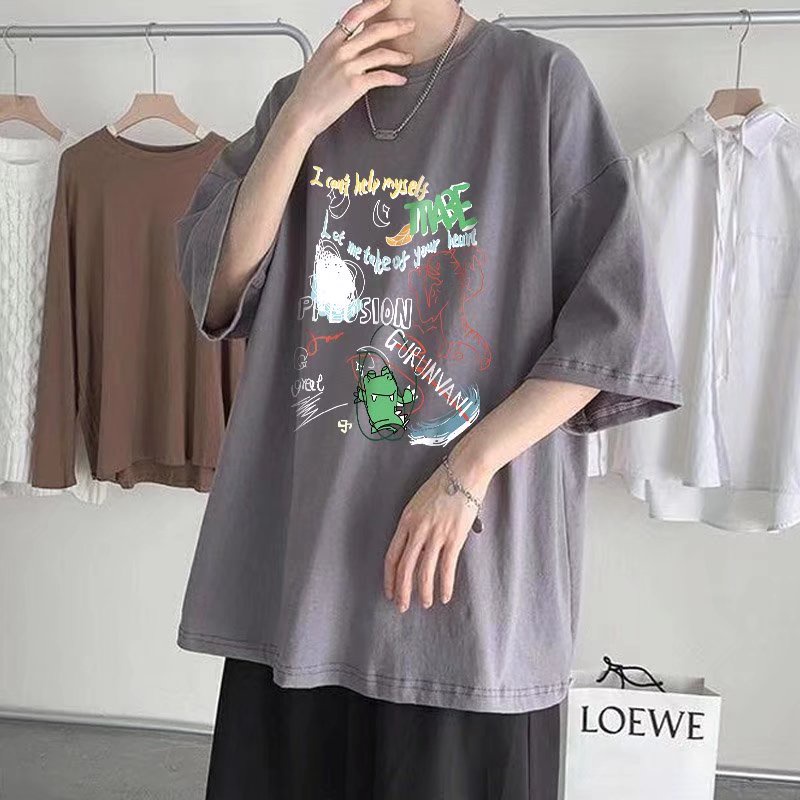 【M-8XL】Áo Thun Dáng Rộng Phong Cách Đường Phố Hip Hop Thời Trang Mùa Hè Giản Dị Dành Cho Nam Sinh