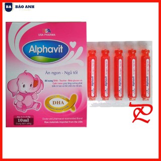 Siro Alphavit Ăn Ngon Ngủ Tốt cho bé hộp 20 ống nhựa bẻ chứa 10ml dạng nước - Bách Hoá Bảo Anh