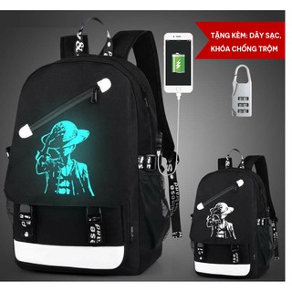 (Sẵn)⚡Balo vải canvas đi học phát quang Luffy dày dặn hot 2021 (Ms F9)