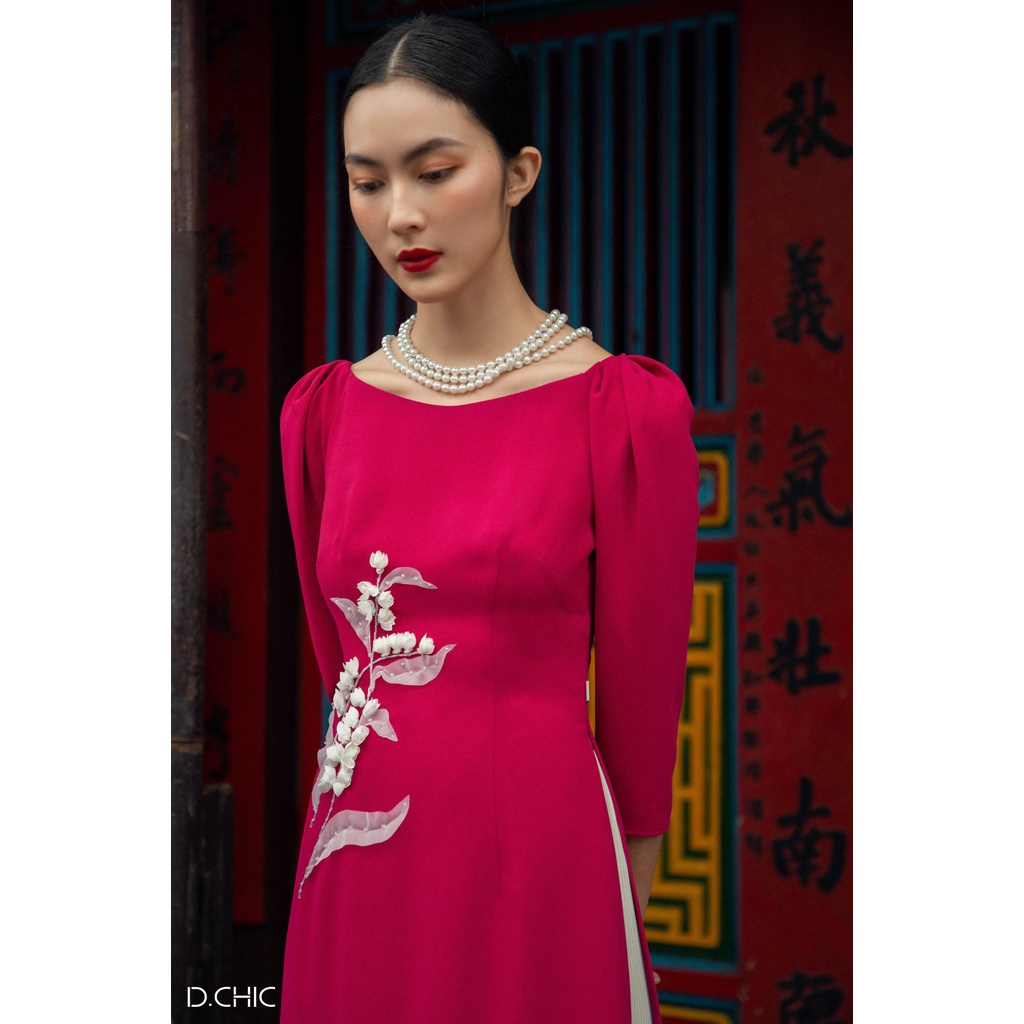 Áo dài đính hoa đinh lan trắng D.CHIC MS: 1831447