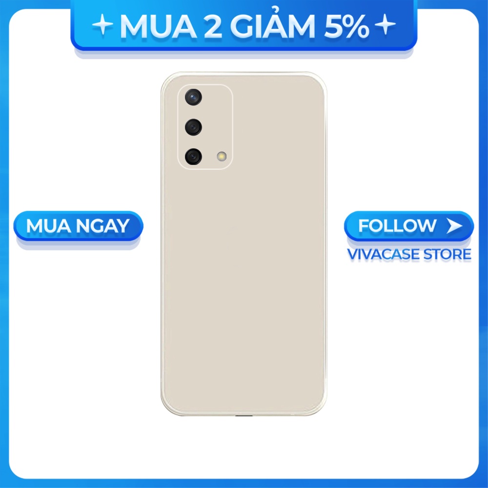 Ốp lưng cạnh vuông OPPO A1K/A5S/A74/A54/....viền bảo vệ camera trơn màu