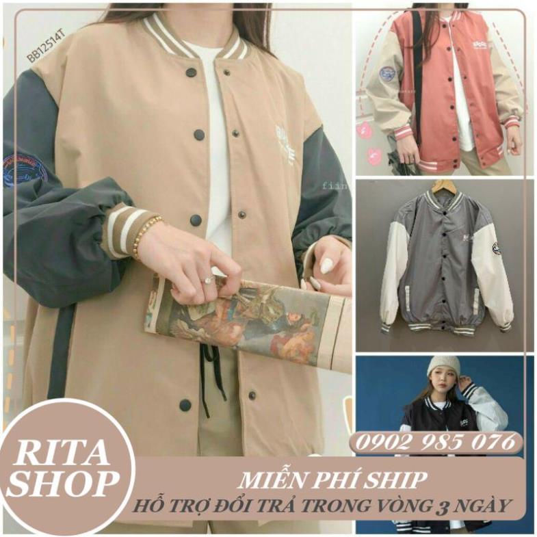 Áo khoác BOMBER thêu Logo Badge Unisex Form Rộng Phong Cách Ulzzang