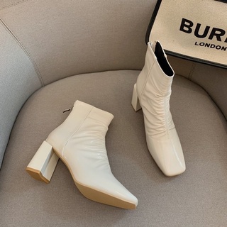 BOOT NỮ BÓNG DA NHĂN ĐẾ VUÔNG CAO SIÊU HOT