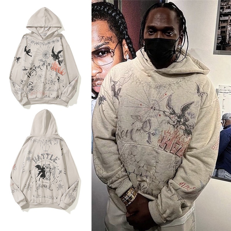 Hàng Bán Chạy Saint Áo Hoodie Cotton In Hình Thiên Thần Graffiti Plus Size Unisex