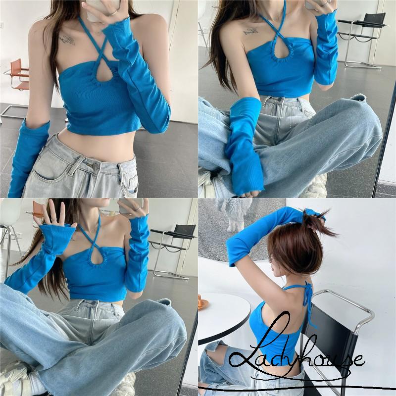 Áo croptop hai dây màu sắc thời trang sành điệu cho nữ