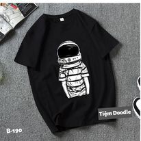 Áo Thun Nam Nữ Tay Lỡ Unisex Phông Trơn Oversize Form Rộng Basic Tee Hình CẬU BÉ PHI HÀNH GIA ĐỘI NÓN